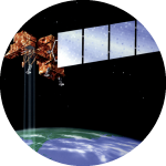 Dark Image of Satellite with Earth Horizon at Bottom of Image